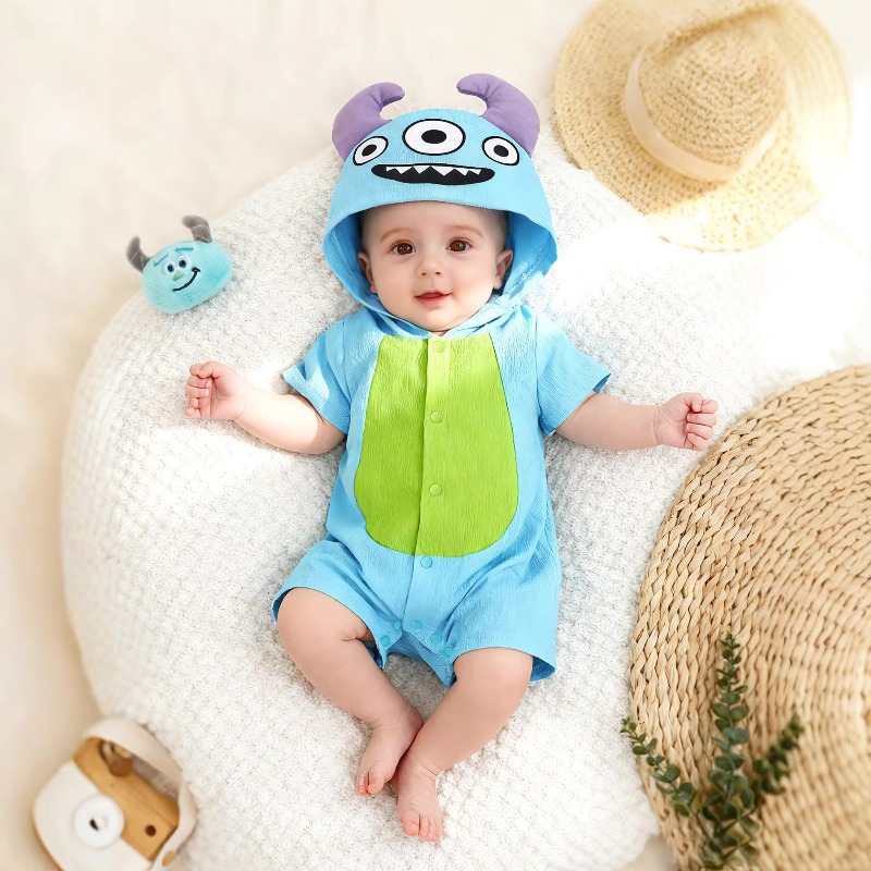 Cotton Baby Onesies Zipper - Niebieski kombinezon dla noworodka z krótkim