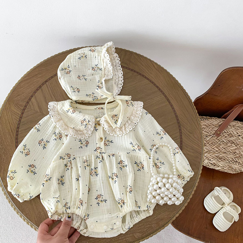 Newborn Baby Girl Romper Floral - 2025 wiosna noworodek dziewczynek Romper +