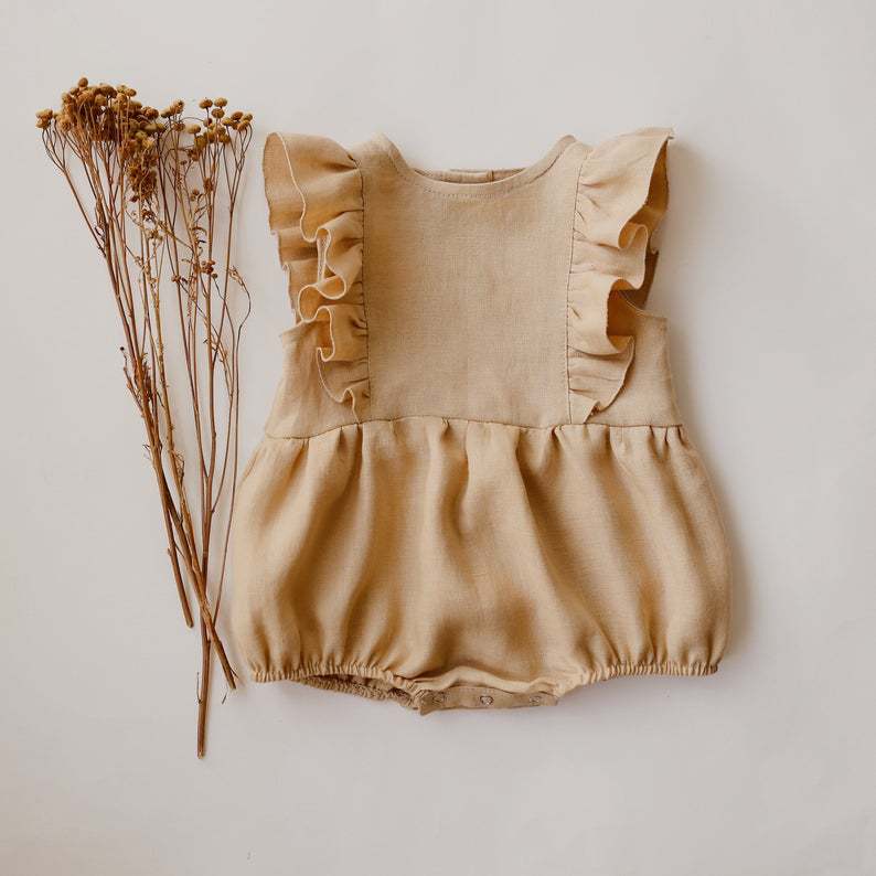 Lato noworodka dziewczynek Rom – Baby Summer Linen Sleeveless Jumpsuit recenzja i cena